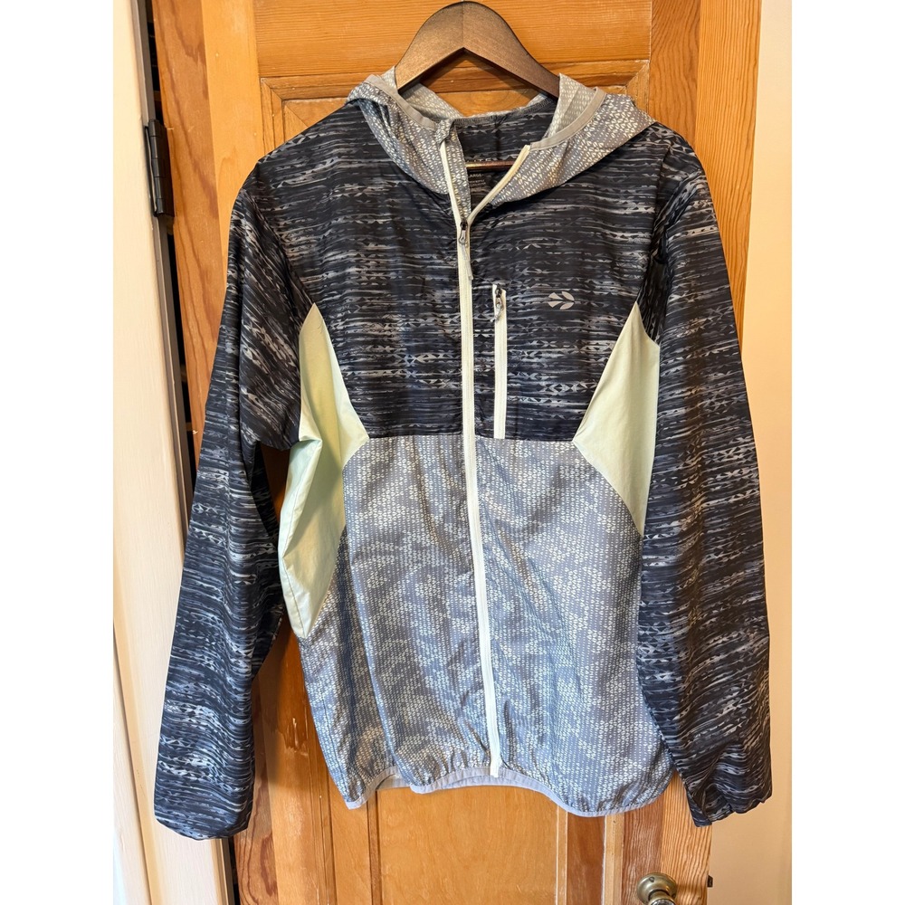 GoLite Mens XL Re-Source Windbreaker Jacket Full Zip Hooded Recycled Grey Mint